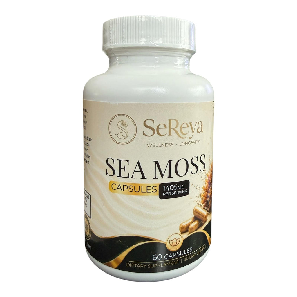 Sereya Sea Moss+ | Organic Irish Moss, Bladderwrack & Burdock Root with BioPerine® | 60 Capsules