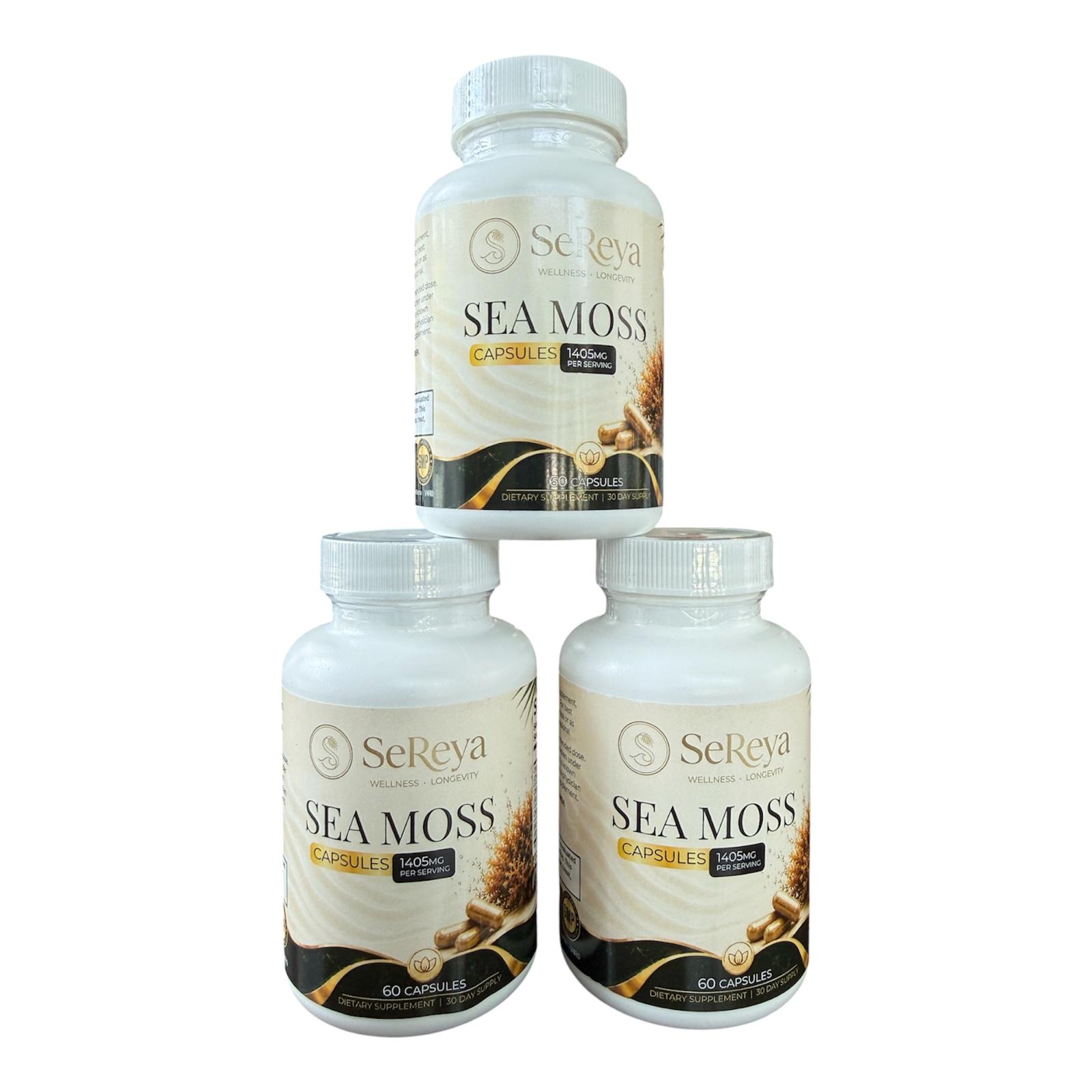 Sereya Sea Moss+ | Organic Irish Moss, Bladderwrack & Burdock Root with BioPerine® | 60 Capsules